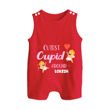 Cutest Cupid Around - Customized Romper Suit For Babies With Name - RED - 0 - 5 Months Old (Chest 18")