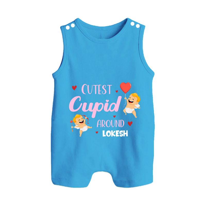 Cutest Cupid Around - Customized Romper Suit For Babies With Name - ROYAL BLUE - 0 - 5 Months Old (Chest 18")