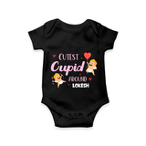 Cutest Cupid Around - Customized Romper For Babies With Name - BLACK - 0 - 3 Months Old (Chest 16")