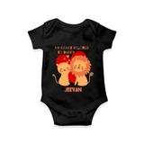 My Heart Belongs To Daddy - Customized Romper For Babies With Name - BLACK - 0 - 3 Months Old (Chest 16")