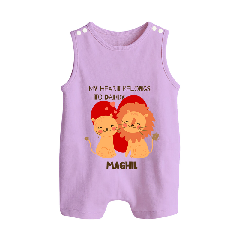 My Heart Belongs To Daddy - Customized Romper Suit For Babies With Name - LILAC - 0 - 5 Months Old (Chest 18")