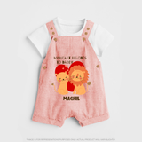 My Heart Belongs To Daddy - Customized Dungaree Set For Kids With Name - PEACH - 0 - 5 Months Old (Chest 18")