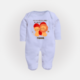 My Heart Belongs To Daddy - Customized Sleep Suit For Babies With Name - BABY BLUE - New Born (Chest 7.5")