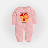 My Heart Belongs To Daddy - Customized Sleep Suit For Babies With Name - BABY PINK - New Born (Chest 7.5")