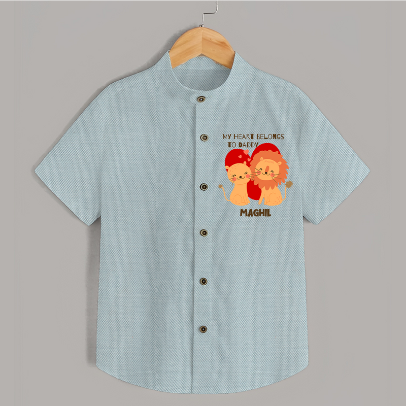 My Heart Belongs To Daddy - Customized Shirt For Kids With Name - ARCTIC BLUE - 0 - 6 Months Old (Chest 23")