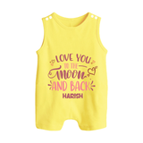 Love You To The Moon And Back - Customized Romper Suit For Babies With Name - PASTEL YELLOW - 0 - 5 Months Old (Chest 18")