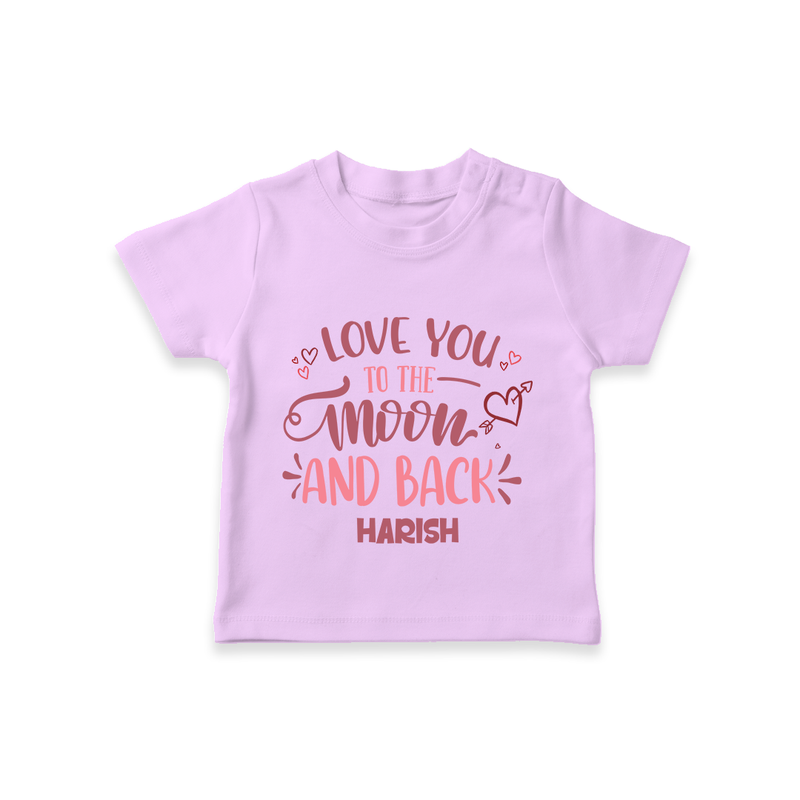 Love You To The Moon And Back - Customized T-Shirt For Kids With Name - LILAC - 0-5 Months Old (Chest 17")