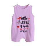 Little Bundle Of Love - Customized Romper Suit For Babies With Name - LILAC - 0 - 5 Months Old (Chest 18")