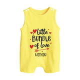 Little Bundle Of Love - Customized Romper Suit For Babies With Name - PASTEL YELLOW - 0 - 5 Months Old (Chest 18")