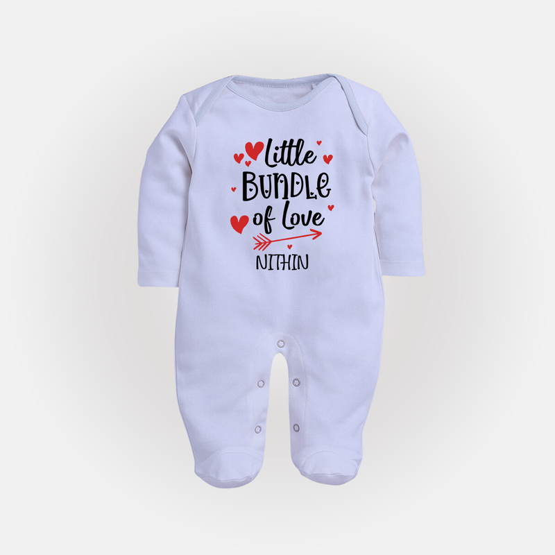 Little Bundle Of Love - Customized Sleep Suit For Babies With Name - BABY BLUE - New Born (Chest 7.5")