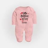 Little Bundle Of Love - Customized Sleep Suit For Babies With Name - BABY PINK - New Born (Chest 7.5")