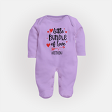 Little Bundle Of Love - Customized Sleep Suit For Babies With Name - LILAC - New Born (Chest 7.5")