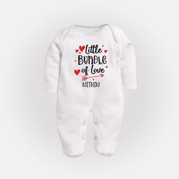 Little Bundle Of Love - Customized Sleep Suit For Babies With Name - WHITE - New Born (Chest 7.5")