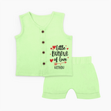 Little Bundle Of Love - Customized Jabla Set For Babies With Name - PASTEL GREEN - 0 - 3 Months Old (Chest 9.8")