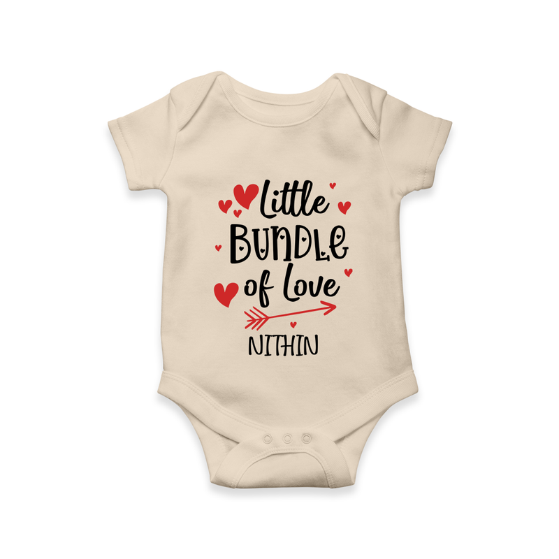 Little Bundle Of Love - Customized Romper For Babies With Name - IVORY - 0 - 3 Months Old (Chest 16")