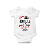 Little Bundle Of Love - Customized Romper For Babies With Name - WHITE - 0 - 3 Months Old (Chest 16")