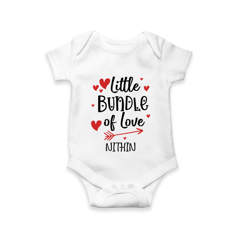 Little Bundle Of Love - Customized Romper For Babies With Name - WHITE - 0 - 3 Months Old (Chest 16")