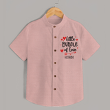 Little Bundle Of Love - Customized Shirt For Kids With Name - PEACH - 0 - 6 Months Old (Chest 23")