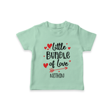 Little Bundle Of Love - Customized T-Shirt For Kids With Name - MINT GREEN - 0-5 Months Old (Chest 17")