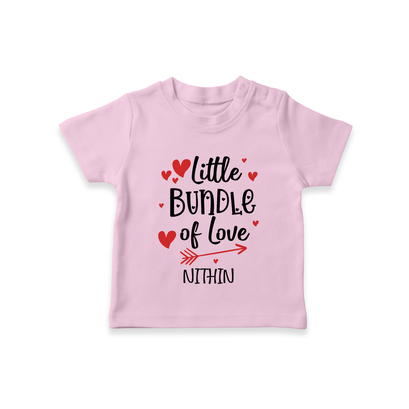 Little Bundle Of Love - Customized T-Shirt For Kids With Name - PINK - 0-5 Months Old (Chest 17")