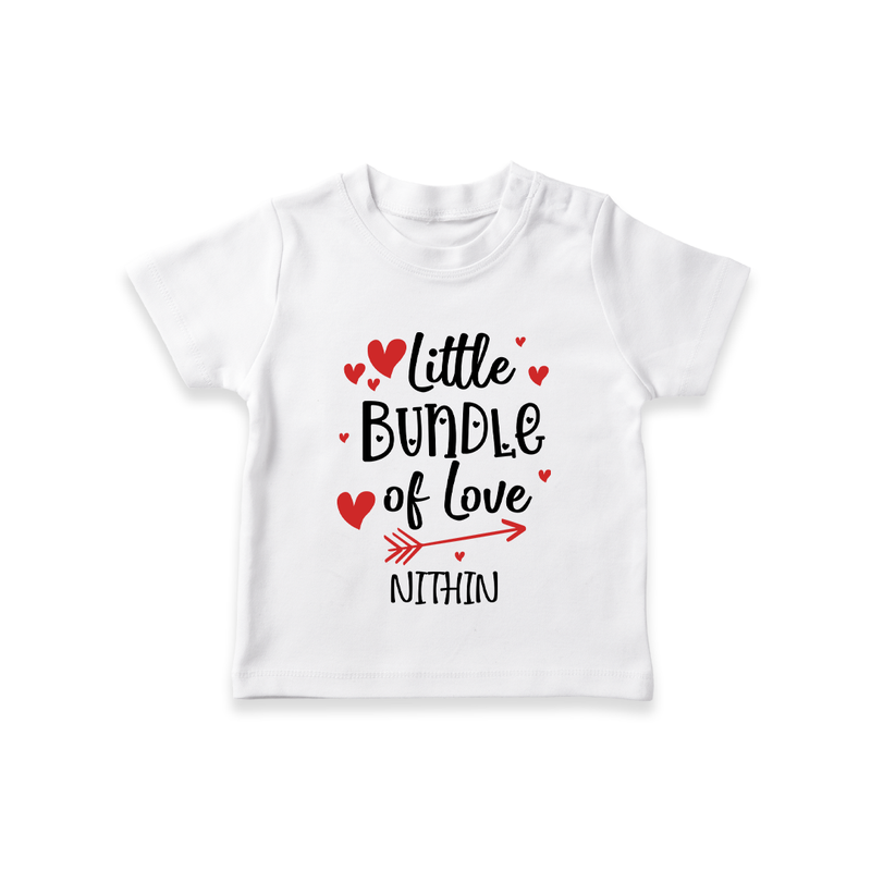 Little Bundle Of Love - Customized T-Shirt For Kids With Name - WHITE - 0-5 Months Old (Chest 17")