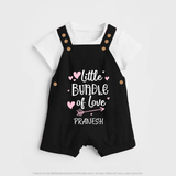 Little Bundle Of Love - Customized Dungaree Set For Kids With Name - BLACK - 0 - 5 Months Old (Chest 18")