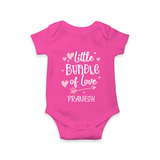 Little Bundle Of Love - Customized Romper For Babies With Name - HOT PINK - 0 - 3 Months Old (Chest 16")