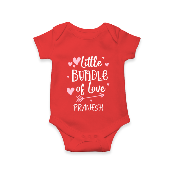 Little Bundle Of Love - Customized Romper For Babies With Name - RED - 0 - 3 Months Old (Chest 16")