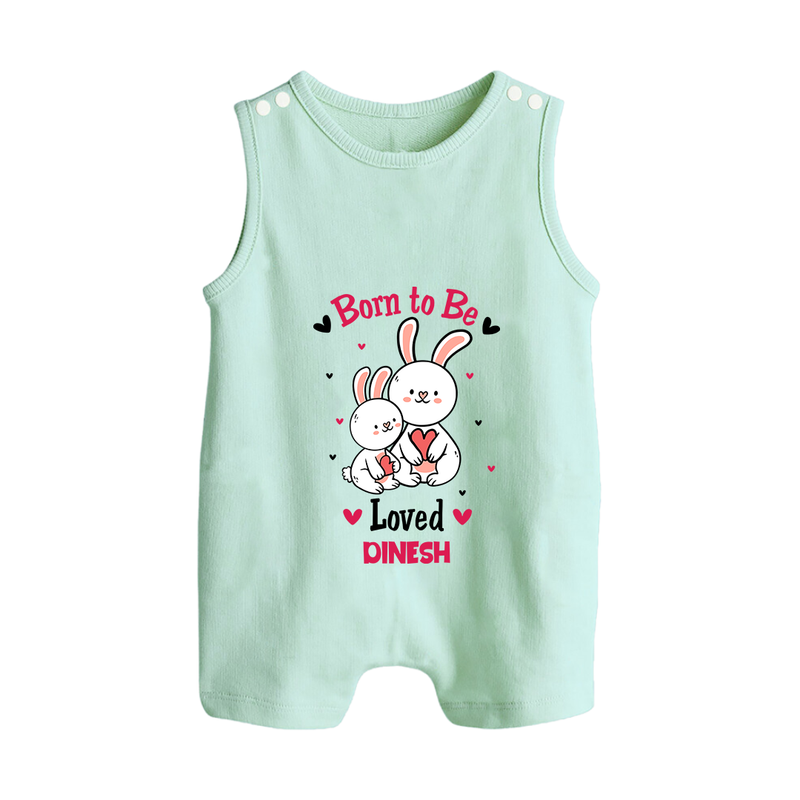 Born To Be Loved - Customized Romper Suit For Babies With Name - MINT GREEN - 0 - 5 Months Old (Chest 18")