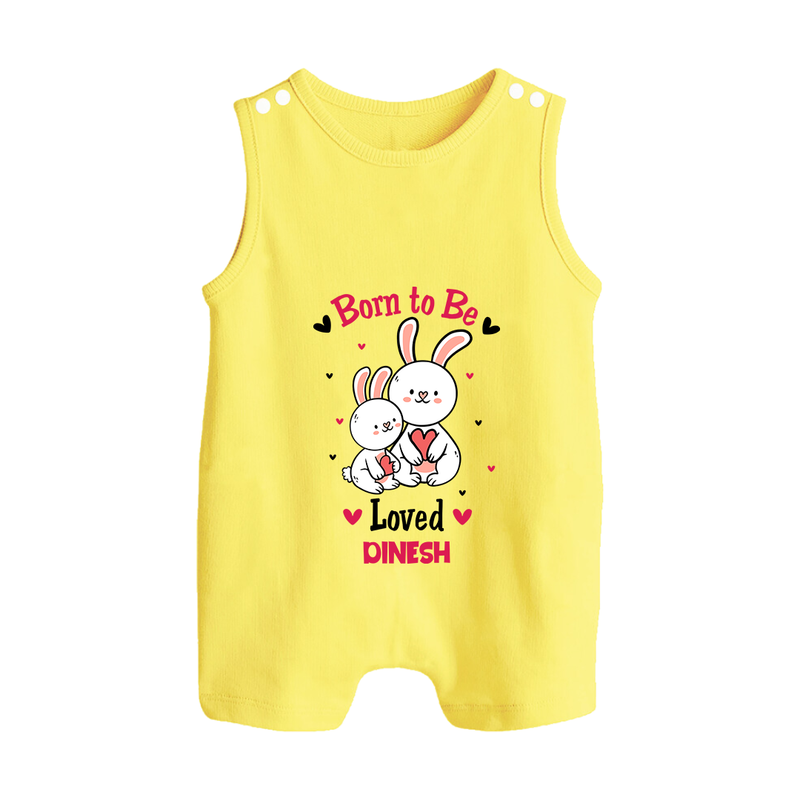 Born To Be Loved - Customized Romper Suit For Babies With Name - PASTEL YELLOW - 0 - 5 Months Old (Chest 18")