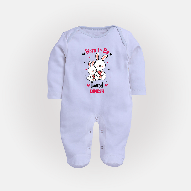 Born To Be Loved - Customized Sleep Suit For Babies With Name - BABY BLUE - New Born (Chest 7.5")