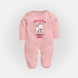 Born To Be Loved - Customized Sleep Suit For Babies With Name - BABY PINK - New Born (Chest 7.5")