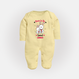 Born To Be Loved - Customized Sleep Suit For Babies With Name - PASTEL YELLOW - New Born (Chest 7.5")