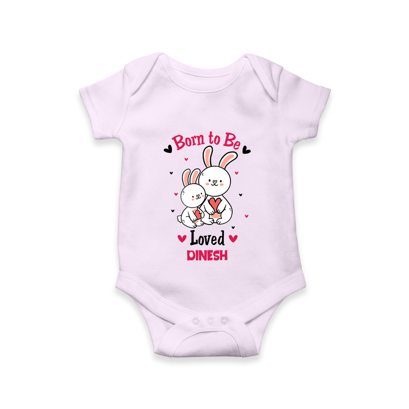 Born To Be Loved - Customized Romper For Babies With Name - LILAC - 0 - 3 Months Old (Chest 16")