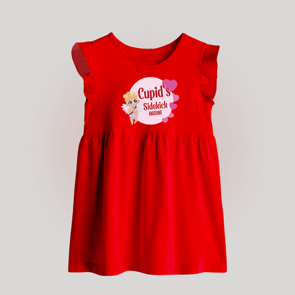 Cupid's SideKick - Customized Baby Frock For Babies With Name - RED - 0 - 3 Months Old (Chest 17")