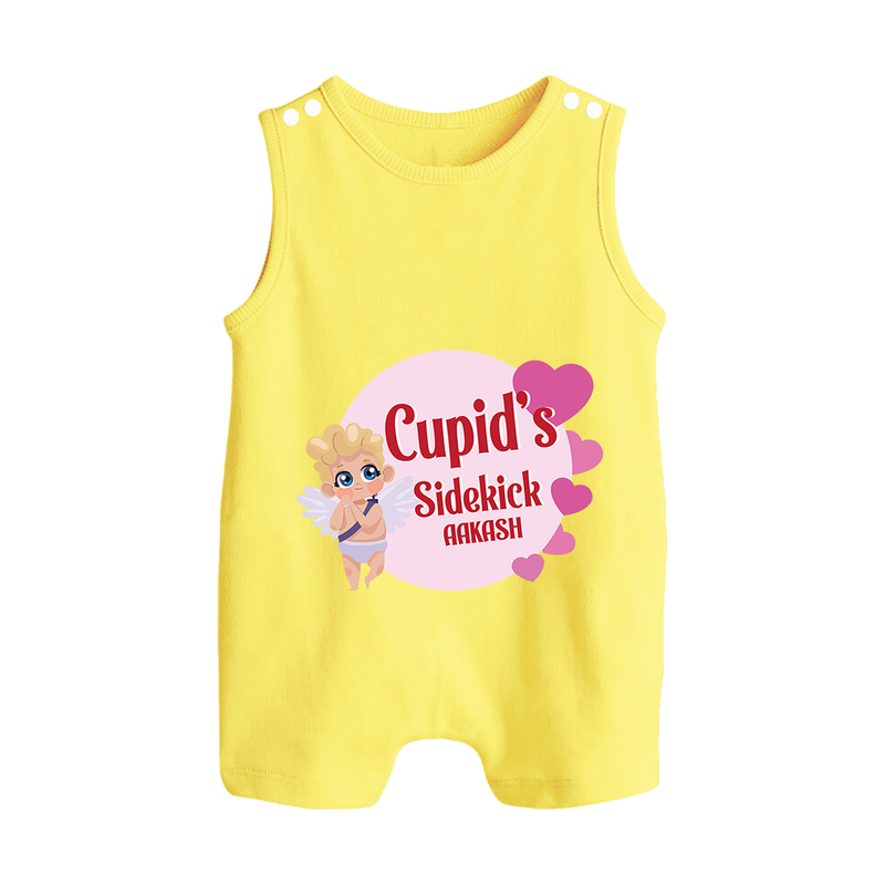 Cupid's SideKick - Customized Romper Suit For Babies With Name - PASTEL YELLOW - 0 - 5 Months Old (Chest 18")