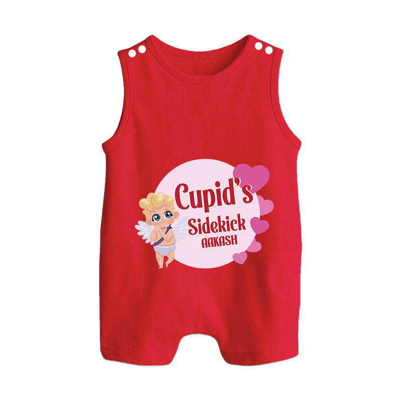 Cupid's SideKick - Customized Romper Suit For Babies With Name - RED - 0 - 5 Months Old (Chest 18")