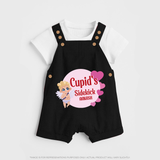 Cupid's SideKick - Customized Dungaree Set For Kids With Name - BLACK - 0 - 5 Months Old (Chest 18")