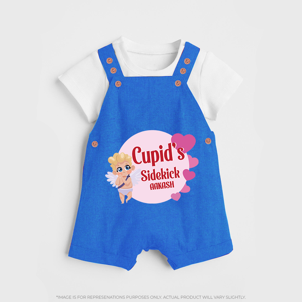 Cupid's SideKick - Customized Dungaree Set For Kids With Name - COBALT BLUE - 0 - 5 Months Old (Chest 18")