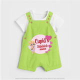 Cupid's SideKick - Customized Dungaree Set For Kids With Name - GREEN - 0 - 5 Months Old (Chest 18")