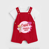 Cupid's SideKick - Customized Dungaree Set For Kids With Name - RED - 0 - 5 Months Old (Chest 18")