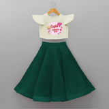 Cupid's SideKick - Customized Crop Top And Skirt For Kids With Name - BOTTLE GREEN - 6 - 9 Months Old (Chest 20" , Frock Waist 20")