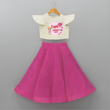 Cupid's SideKick - Customized Crop Top And Skirt For Kids With Name - FUSCHIA - 6 - 9 Months Old (Chest 20" , Frock Waist 20")