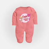 Cupid's SideKick - Customized Sleep Suit For Babies With Name - PEACH - New Born (Chest 7.5")