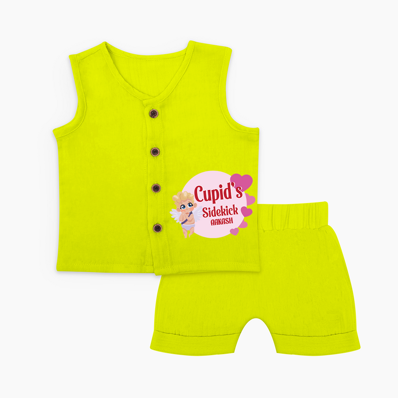 Cupid's SideKick - Customized Jabla Set For Babies With Name - LIME - 0 - 3 Months Old (Chest 9.8")