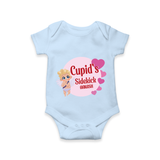 Cupid's SideKick - Customized Romper For Babies With Name - BABY BLUE - 0 - 3 Months Old (Chest 16")