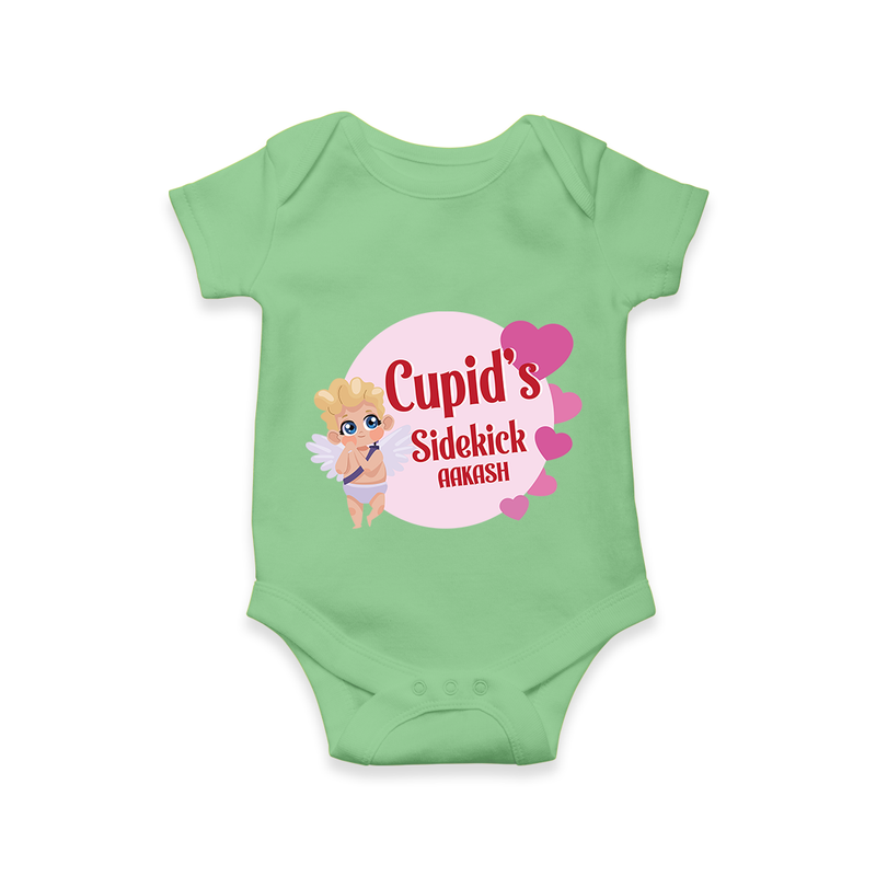 Cupid's SideKick - Customized Romper For Babies With Name - GREEN - 0 - 3 Months Old (Chest 16")