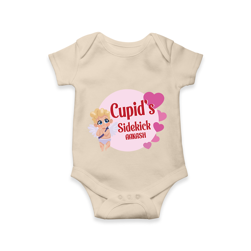 Cupid's SideKick - Customized Romper For Babies With Name - IVORY - 0 - 3 Months Old (Chest 16")