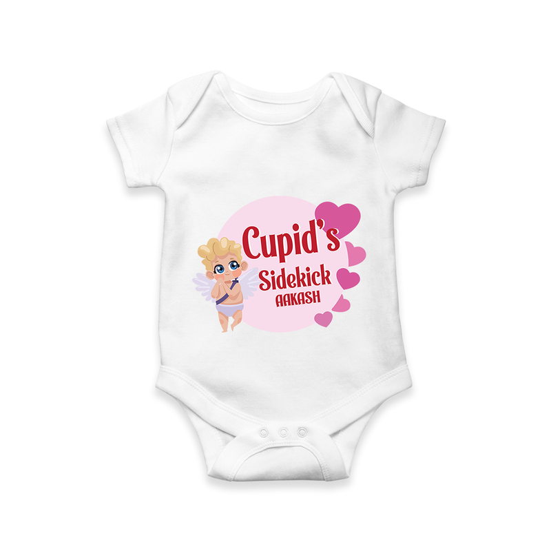 Cupid's SideKick - Customized Romper For Babies With Name - WHITE - 0 - 3 Months Old (Chest 16")