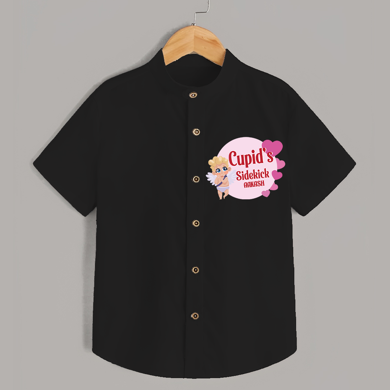 Cupid's SideKick - Customized Shirt For Kids With Name - BLACK - 0 - 6 Months Old (Chest 23")